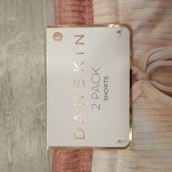 💕DANSKIN💕 PJ Print & Solid Ribbed PJ Shorts 2Pk Pink & White Pattern Large NWT - Picture 7 of 8